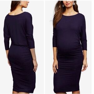 Isabella Oliver Dark Blue 3/4 Sleeve maternity Dress